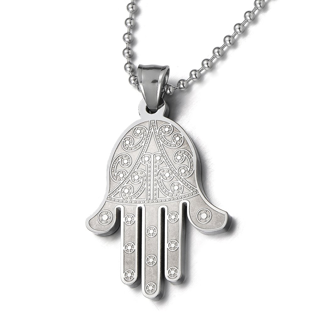Mens Ladies Hamsa Hand of Fatima Pendant Necklace