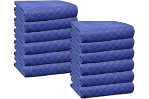 JourneyO Environmental 12 Moving & Packing Blankets - Pro Economy - 80" x 72" (35 lb/dz Weight) - Quilted Shipping Furniture Pads (12 Blankets)
