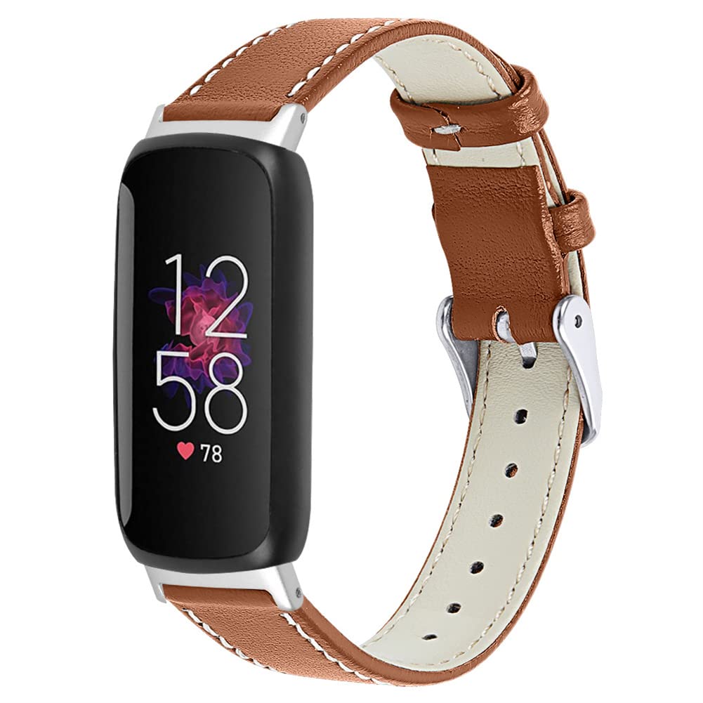 Tyogeephy Strap Compatible with Fitbit inspire 3 Strap Leather, Genuine Leather Replacement bands Compatible with Fitbit inspire 3, Women Man