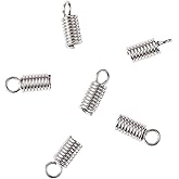 LiQunSweet 50 Pcs Stainless Steel 2.5mm Inner Diameter Coil Spring Cord Ends Cap Tips Clasp Leather Cord Finish Fastener in Bulk for Jewellery Making - 10x4mm