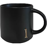 COLLECTIVE HOME - Black Monogram Ceramic Mugs, 15 oz Golden Initial Coffee Cups, Elegant Alphabet Tea Mugs, Personalized Halloween Mug with Gift Box, Perfect for Office and Home Décor (l)