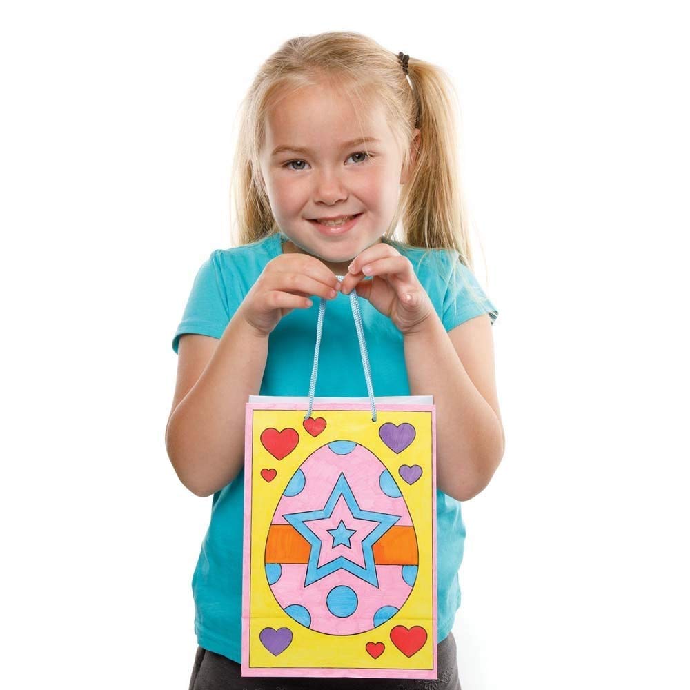 Baker Ross AX755 Easter Egg Colour-in Gift Bags - Pack of 8, Party Bag to Wrap Children’s Gifts, Lucky Dips and Prizes - Image 5