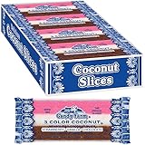 Neapolitan Coconut Slice Candy Bars (Vanilla, Chocolate &amp; Strawberry-striped moist coconut 1.65 Ounce Bars), 24 Count