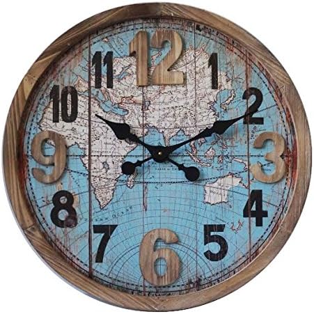 Concepts Atlas Big Clock The World on your wall With Wooden Features