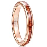 NUNCAD Hawaiian Koa Wood Ring 4mm Rose Gold