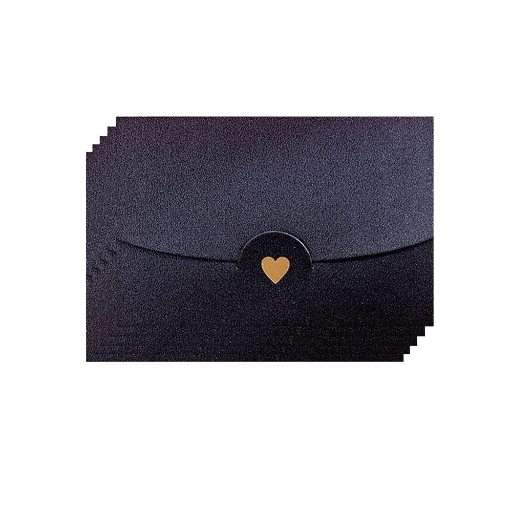 Mini Envelopes, 50 Pieces Mini Gift Card Envelopes, Black Mini Envelope, with Heart Clasp, for Invitations, Postcard,Wedding, DIY Gift Cards, Christmas Valentine's Day(Black)