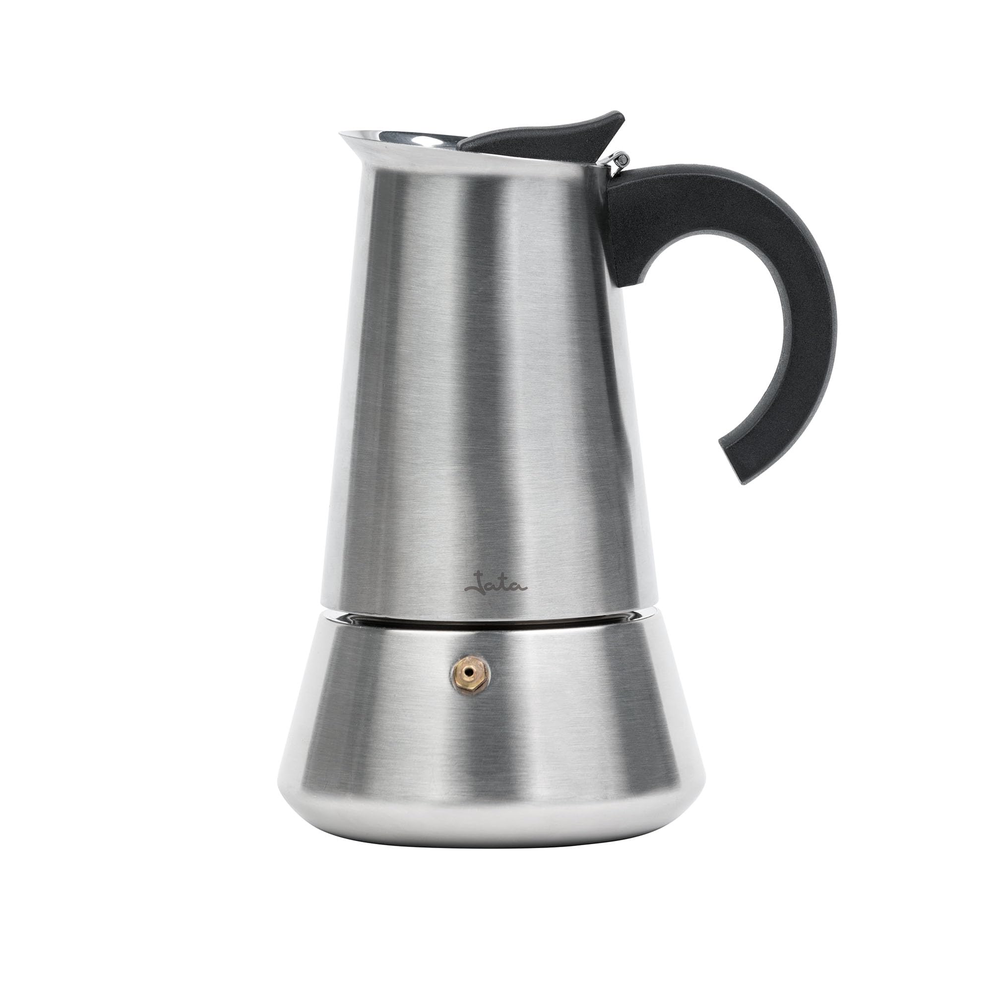 Jata Hogar CAX112 Italian Stainless Steel Coffee Maker, 12 Cups, Suitable for All Cookers, Including Induction, Solid Handle