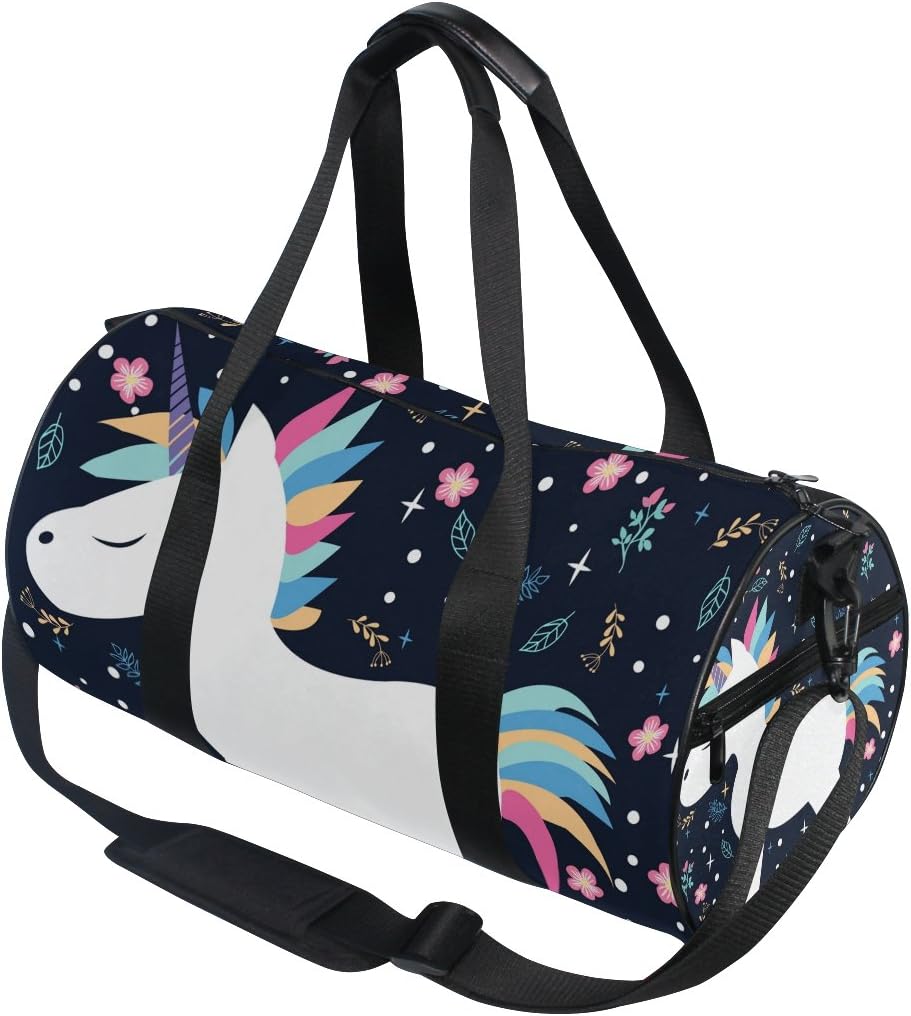 JSTEL Canvas-Barrel Bag-Print Sports Gym Bag-Handbag Yoga Bag Shoulder Tote Weekend Bag Shoes Beach Bag for Women Men - Image 4