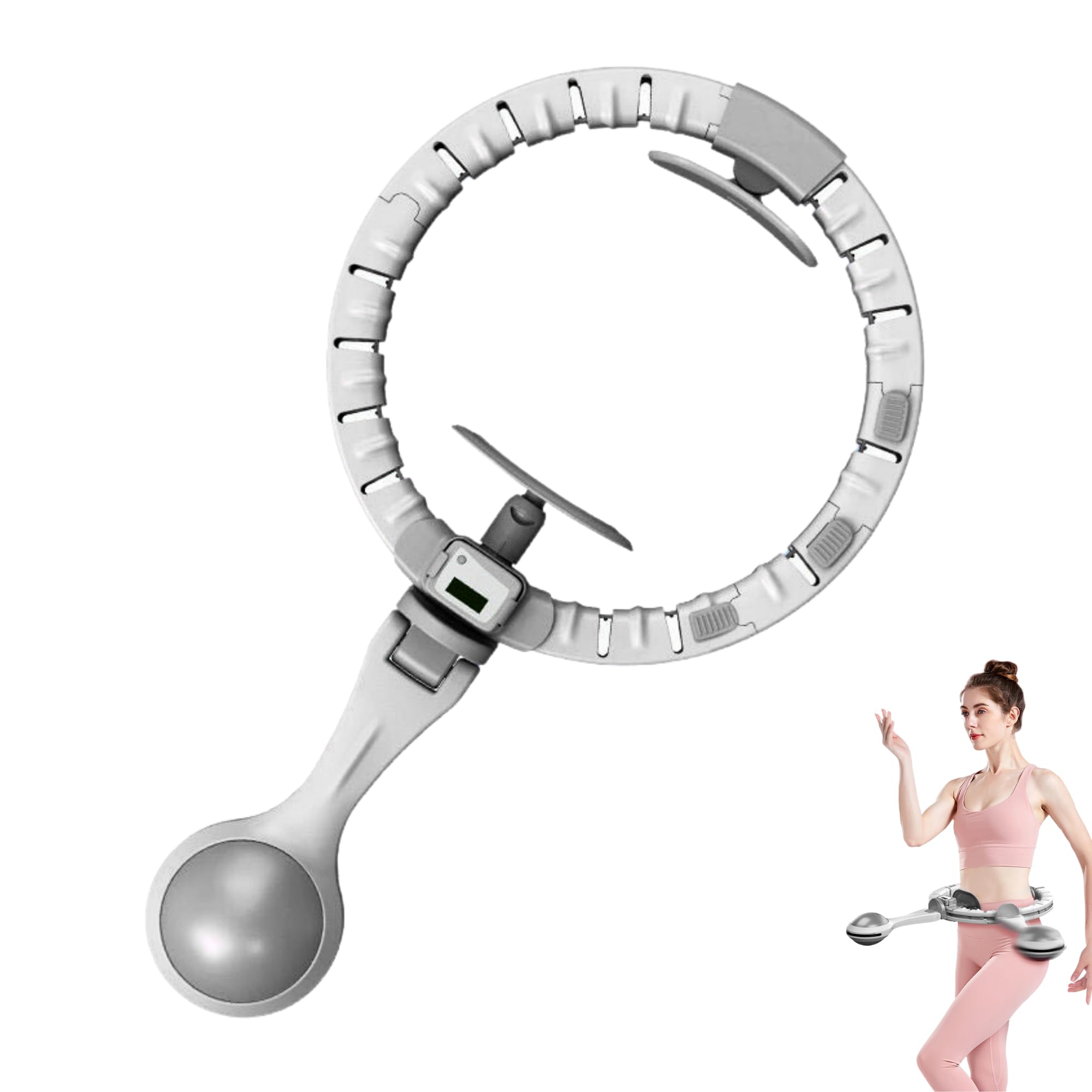 with counter. Smart Fitness Ring with 450 g Weight Ball, 360° Rotating Massage, Adjustable with 20 Segments for a Waist Measurement of 50 to 100 cm.