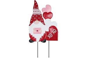 YEAHOME Valentines Day Decorations Outdoor, Metal Gnomes Decorative Garden Stakes with XOXO Sign Loving Heart for Valentines Day Decor, Yard Stakes for Home Garden Porch Lawn Wedding Anniversary