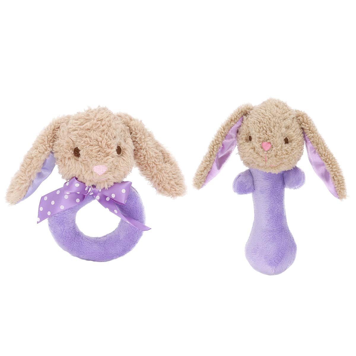ソフトハンドラトル B07pr 幼児用動物 2ピース セット 漫画のぬいぐるみ 赤ちゃん用おもちゃ 握るbbスティック Stobok パープルウサギ がらがらラトル 21年製 新品 Www Brti Co Zw