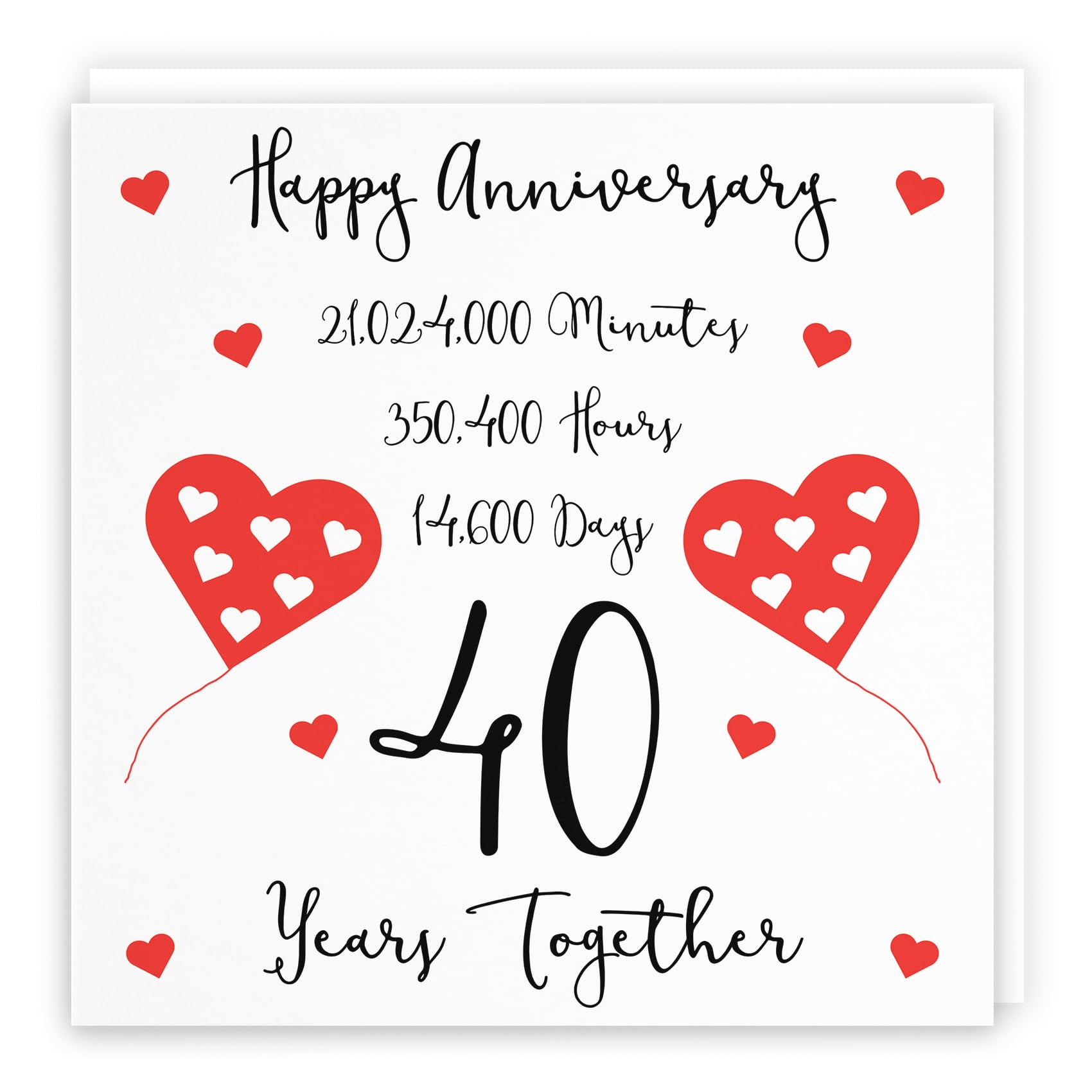 Hunts England - 40th Wedding Anniversary Card - 40 Years Together - Happy Anniversary - Timeless Collection - Fun Cute Card — image 1