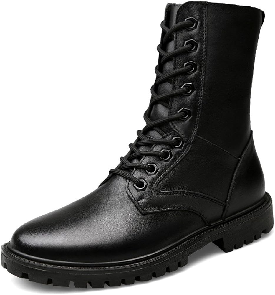 Bottes Équitation Homme Cuir Synthétique - Genou Haut - Style Militaire - Taille 7 (Neuf Sans Boîte)