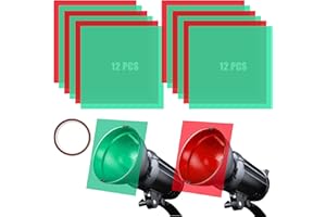 HFXXAD 24 Pieces Christmas Gel Filter Colored, Transparent Color Overlays Film Plastic Sheets for Reading, Led Light or Craft, Red and Green, 8.4X 8.4 Inches