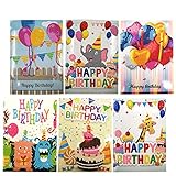 6Pcs/Set Diamond Painting Birthday Cards， DIY Diamond Painting Kits for Kids & Adults, Party Design with Envelopes & Tools Included, 5 x 7 Inch