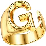 FindChicCustomizable Initial Ring Statement 18K Gold Plated Fashion Cuff Rings for Women Alphabet Letter A to Z Resizable Knuckle Ring (with Gift Box)Recycled Claim Standard Blended