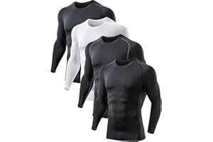 TELALEO 4 Pack Compression Shirts for Men Long Sleeve Athletic Undershirt Base Layer Rash Guard Gear T Shirt for Workout