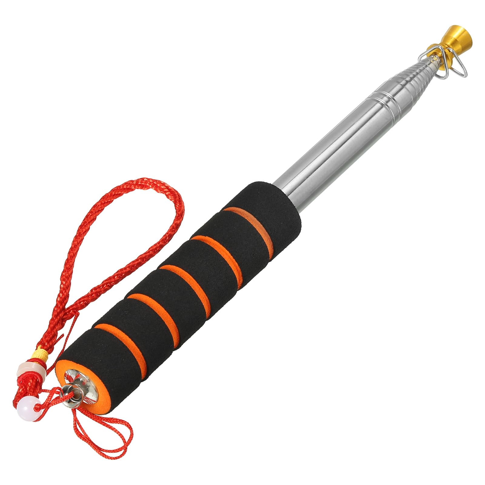 PATIKIL Telescopic Handheld Flagpoles, 6.5 Feet Sponge Handle Stainless Steel Telescoping Flag Poles Tour Guide Flag Pole, 11 Sections, Orange