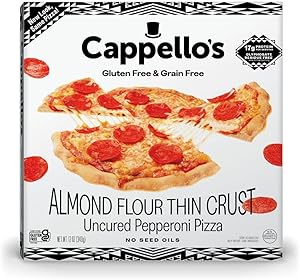 Cappello's Almond Flour Thin Crust Uncured Pepperoni Pizza, Gluten Free, Frozen Pizza 12oz