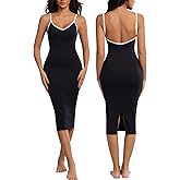 Athlemo Women Backless Slip Bodycon Dress Spaghetti Strap Full Slip Seamless Light Body Shaper Casual Beach Summer Dresses
