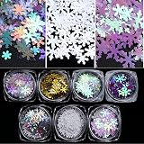 Miss Babe 1 Sets / 7Boxes Snowflake Sequins for Nail Art Decoration Glitter Set Mermaid Laser Sparkly DIY Accessories Nail Flake Trendy Girl Gifts