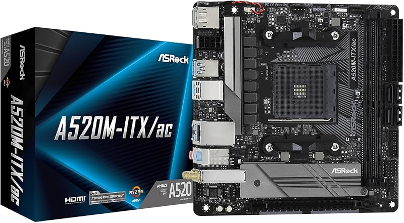 ASRock A520M-ITX/AC AM4 Motherboard Ryzen 3000 4000G 5000 Series Processors