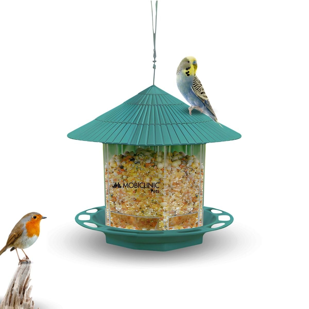 Mobiclinic®, Hanging Bird Feeder for Outdoors, 1.2L Capacity, Balcony and Garden, Outdoor Education, Beak, Bird Feeding, Decorative Item