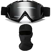 immoono Motorcycle Goggles with Face Mask, Windproof Dirt Bike Racing Ski Goggles Protective Safety Glasses with Balaclava