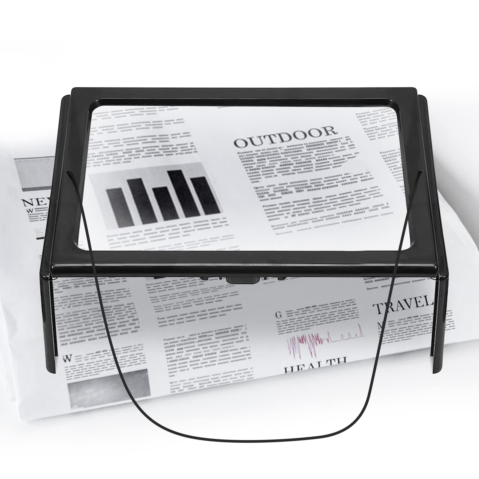 Magnifying Glasses for Reading, Hands Free 3X Full Page Large A4 Bright LED Page Magnifier, Foldable Rectangular Magnifier Desktop Portable for Elder Kids Low Vision