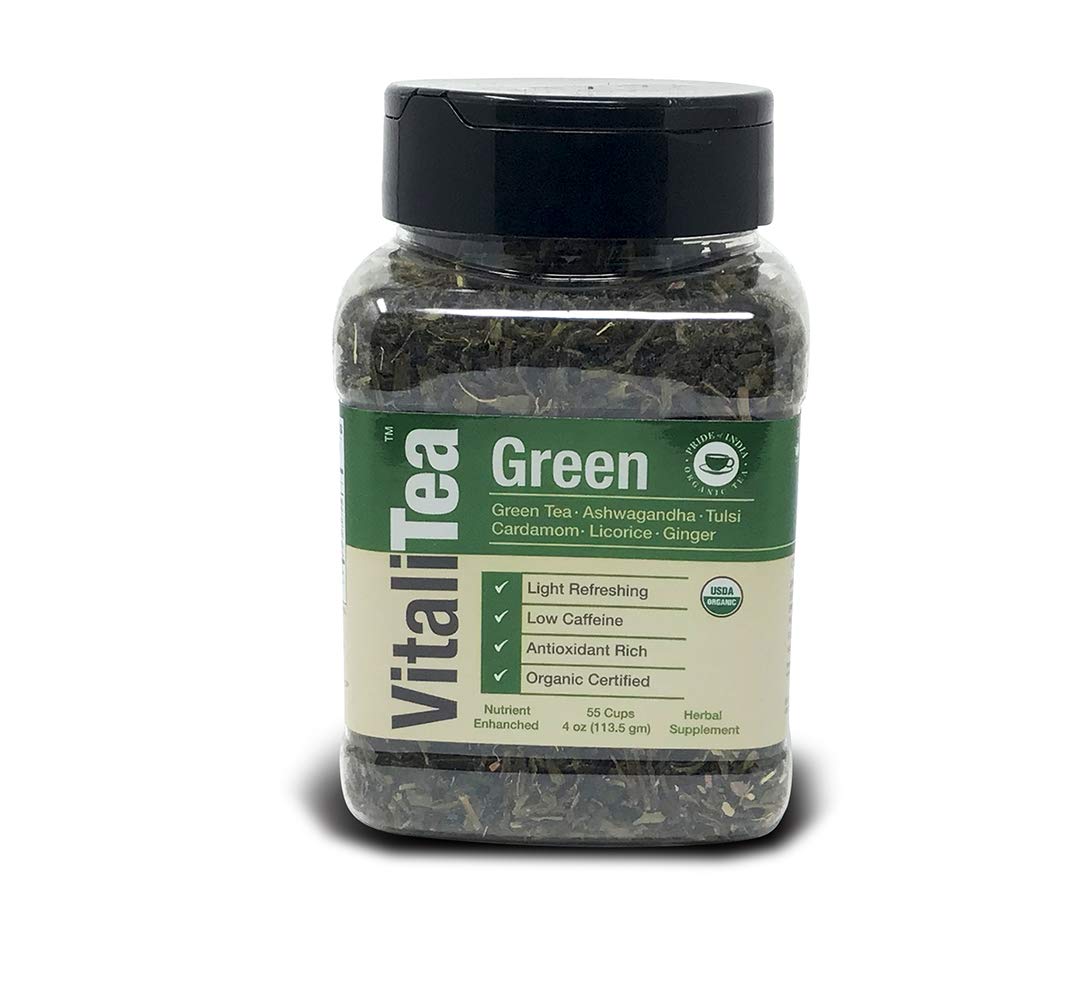 Pride Of India - Indian Green Tea (Loose Leaf) with Ancient Ayurvedic Vitality Herbs, Half Pound