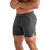 PIDOGYM Men's 5" Gym Workout Shorts,Fitted Jogging Short Pants for Bodybuilding Running Training with Zipper Pockets