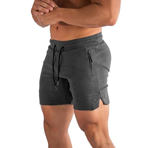 Workout Clothes Men's Workout Shorts With Zipper Pockets