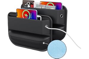 Wanfuder 2 Pack Car Seat Gap Filler Leather Car Box Seat Organizer and Storages Automotive Accessories - Front Seats Car Adjustable Gap Filler for Phones, Glasses, Keys, Cards1