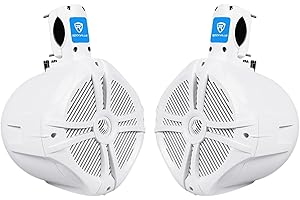 Pair Rockville RWB80W 8" White 2 Way 300 Watt Marine Wakeboard Tower Speakers