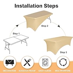 2 Pack 4 Feet Champagne Spandex Tablecloth for