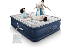 Evajoy Air Mattress with Built in Pump, 18'' Inflatable Mattress Double High with 3 Mins Quick Self-Inflation, Portable, Comfortable Top Surface