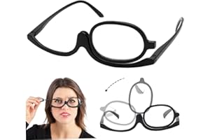 Makeup Glasses, Foldable & Portable Magnifying Eyeglasses, Clear Pair Eyewear with Rotating Lens, 250 Degree Shatter-Resistan