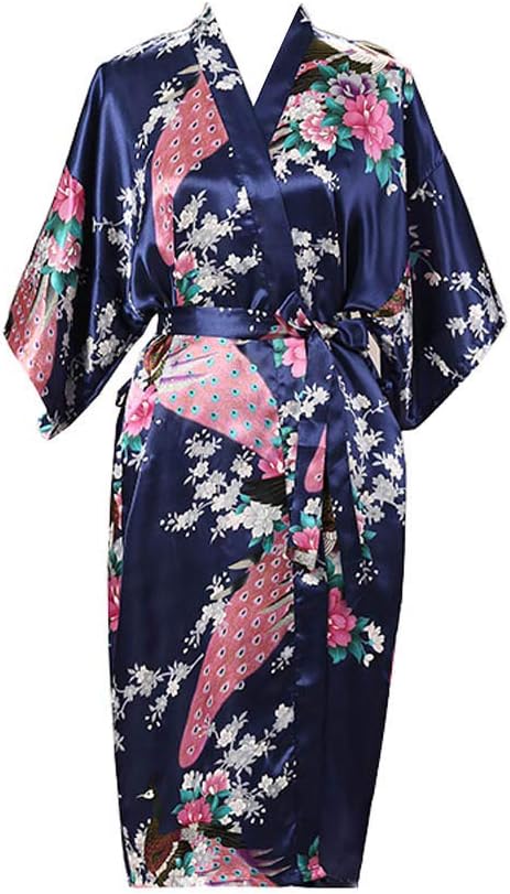 Max HsuanLadies Plus Loose Satin Kimono Robe Dressing Gown Wedding Bridesmaid Sleepwear Bathrobe UK Size 8-24