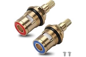 2Pcs Faucet Cartridge Replacement, 1/2" Turn 20 Spline Solid Brass Ceramic Disc Tap Valve Mixer Tap Cartridges for Most Bathr