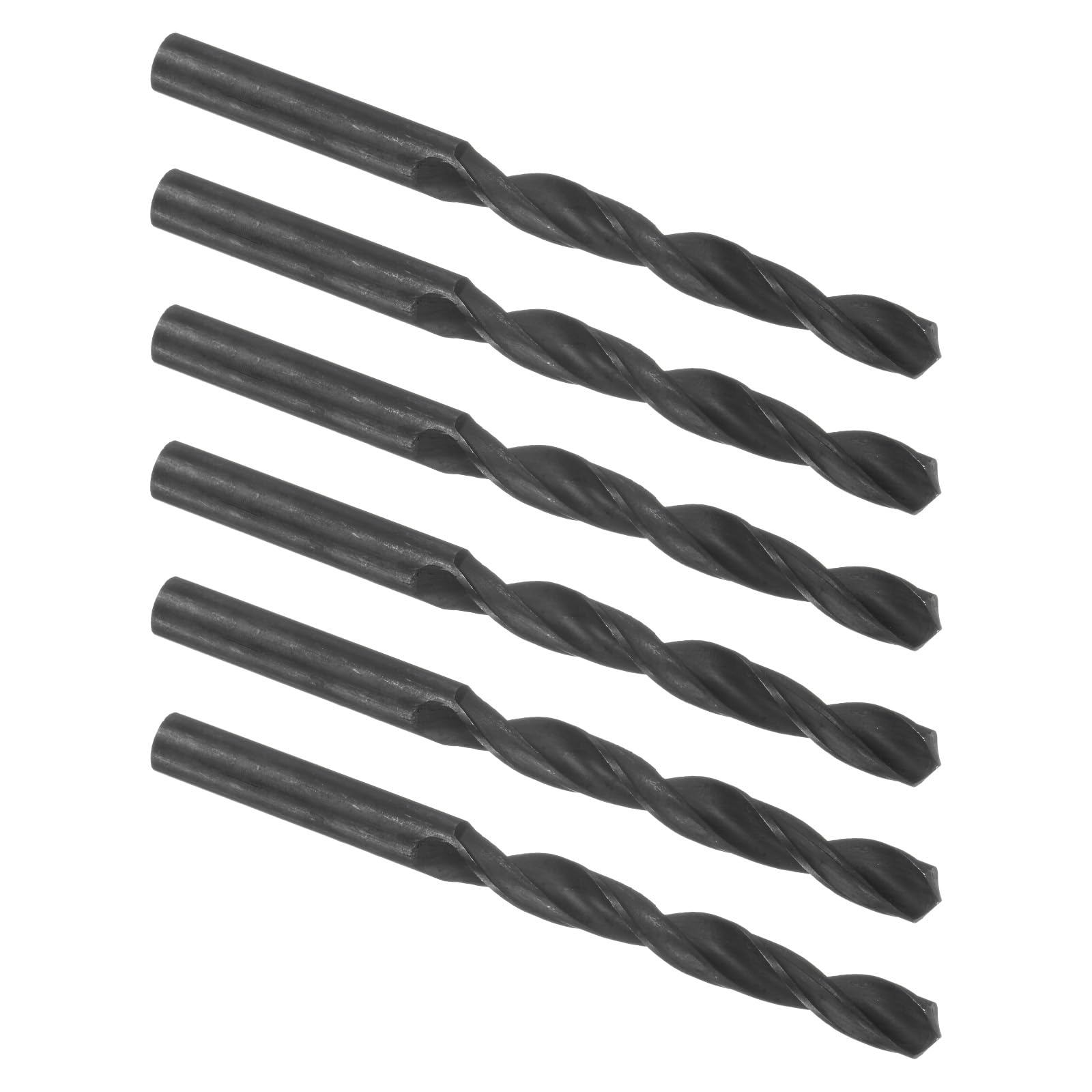 Kozelo 6PCS Twist Drill Bit - [25/64"] High-Speed Steel Round Shank Jobber Bit Set Black for Metal Wood Plastic Steel Use, 85mm/3.35" Blade Length