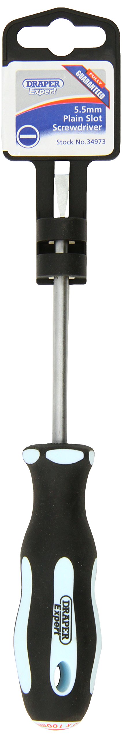 Draper 34973 Expert Plain Slot Soft Grip Parallel Tip Screwdriver, 5.5mm x 100mm