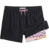 maamgic Mens Swim Trunks with Compression Liner 5 Inch, Quick Dry Bathing Suit with Zipper Pockets, No-Chafing Swim Shorts