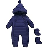 ZYXKTA Baby Snowsuit Newborn Winter Unisex Jumpsuit Infant Hooded Double Zipper Romper Girls Boys Warm Outwear