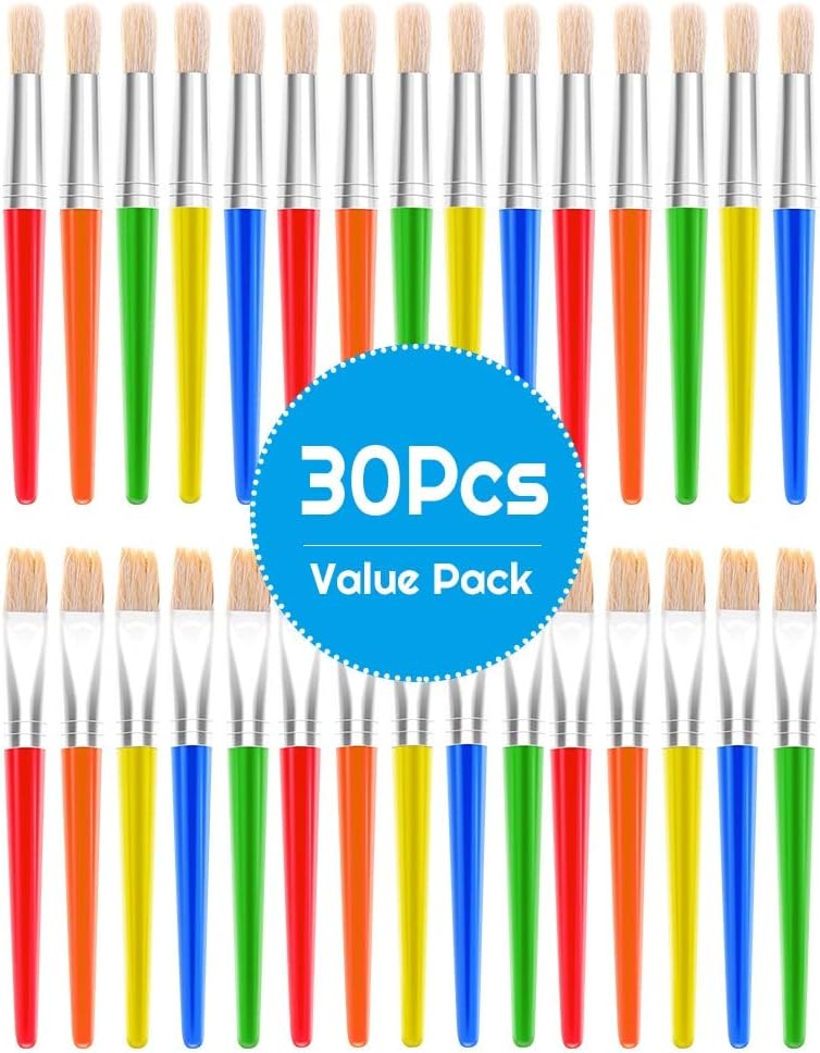 anezus Paint Brushes for Children 30 Kids Paint Brushes Bulk Craft Paint Brushes Set including Jumbo Round Watercolor Paint Brush and Large Flat Craft Paint Brushes - Image 3