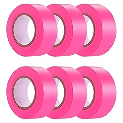 6 Pack Flourescent Pink Flagging Tape, Non-Adhesive