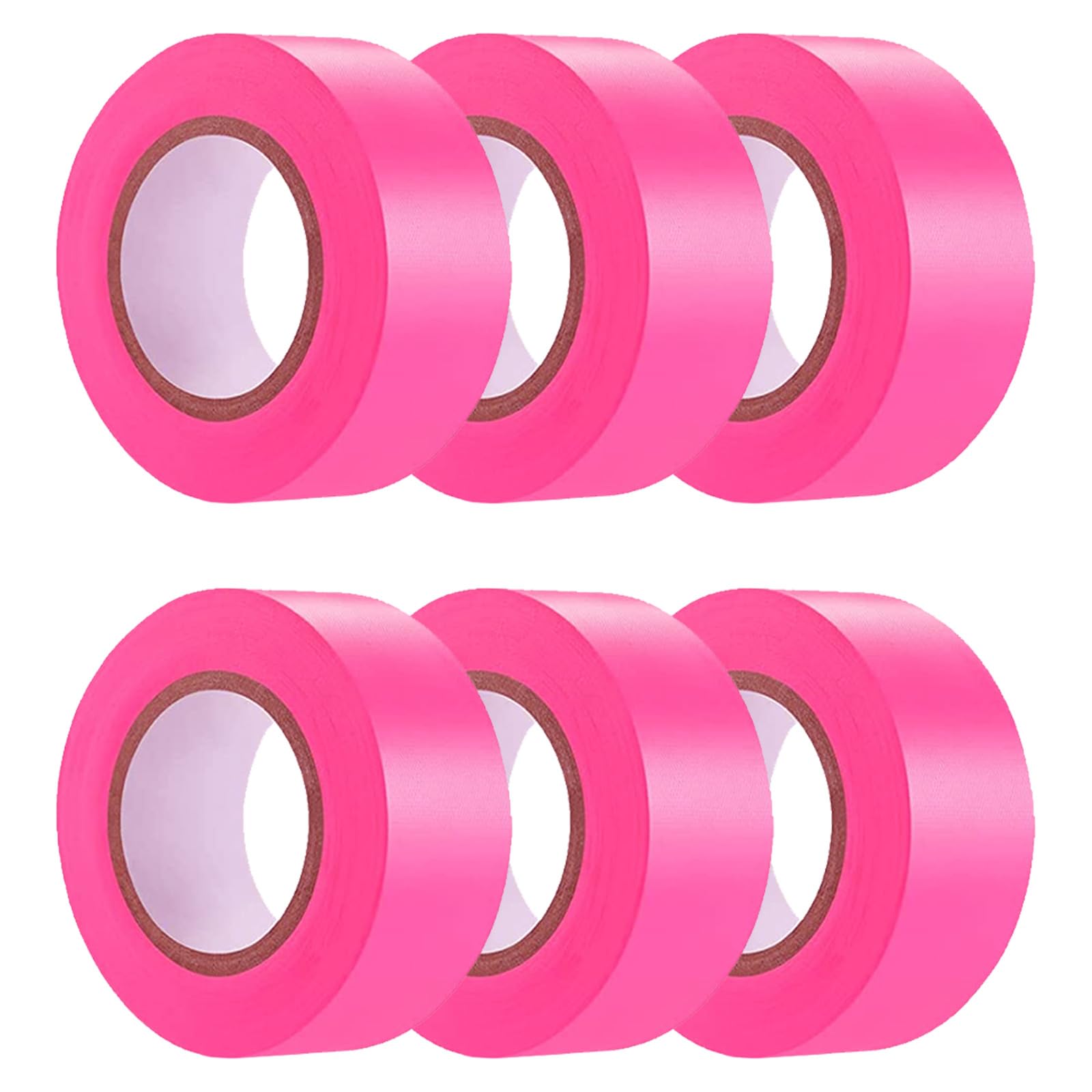 6 Pack Flourescent Pink Flagging Tape, Non-Adhesive
