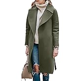 BZB Women's Trench Coat Long Wool Blend Pea Coat Winter Casual Overcoat Notched Lapel Collar Belted Long Jacket Outerwear
