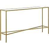 Henn&Hart 55" Glass Rectangular Console Table Entryway Table, Sofa Table for Entryway, Living Room, Couch, Hallway, or Office