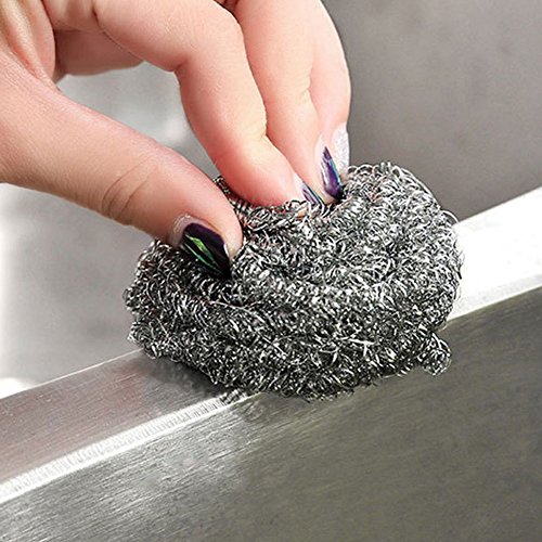 Wecando Stainless Steel Scourer Bathroom Sponges Scrubbers kitchen scouring ball pan cleaning ball (Pack of 6) - Thumbnail 3