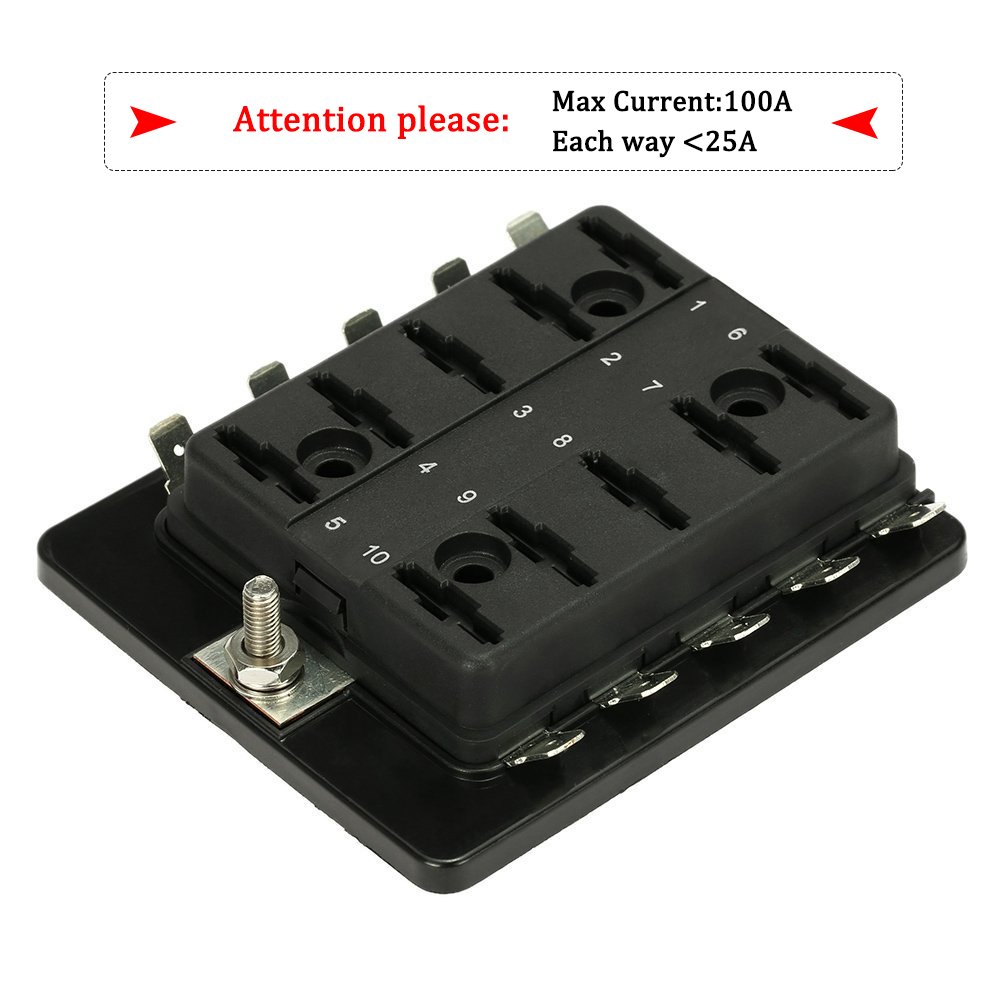 4 Way Fuse Block,NinthCity DC12V24V 4 Way Blade Fuse Box Holder with LED Warning Light Kit 4